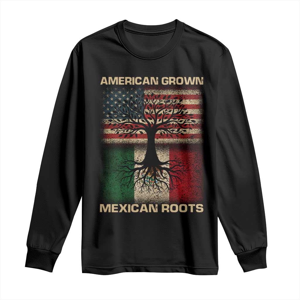 American Grown Mexican Roots Long Sleeve Shirt Retro Mexico America Flag