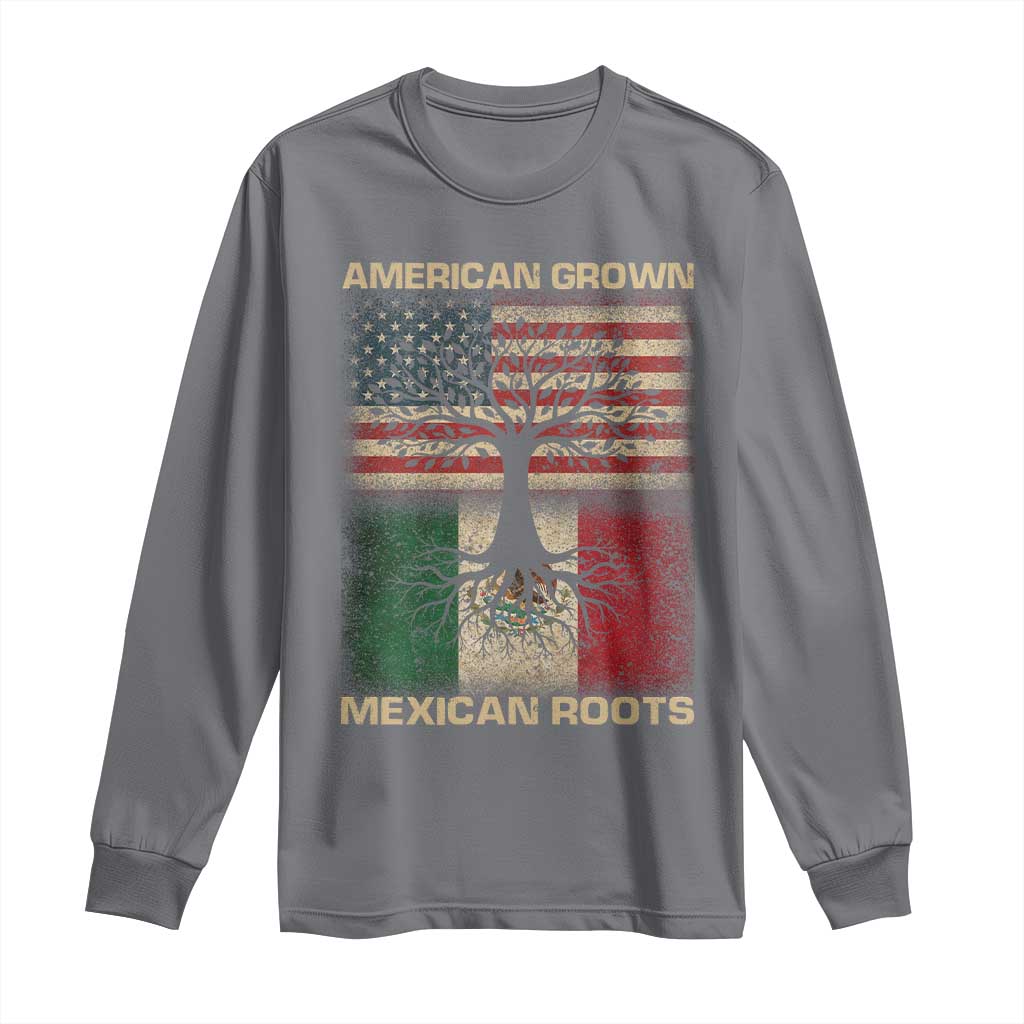 American Grown Mexican Roots Long Sleeve Shirt Retro Mexico America Flag