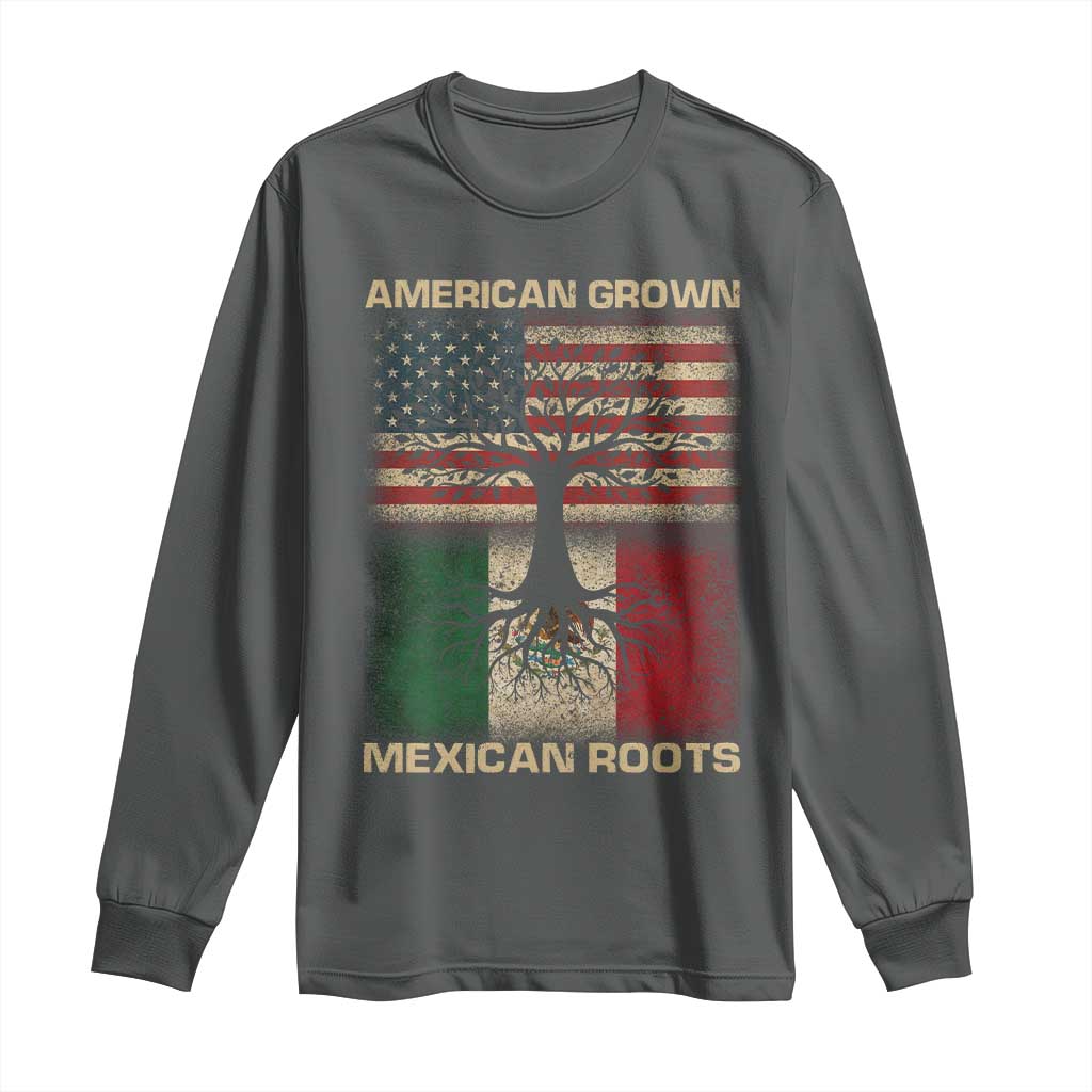 American Grown Mexican Roots Long Sleeve Shirt Retro Mexico America Flag