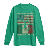American Grown Mexican Roots Long Sleeve Shirt Retro Mexico America Flag