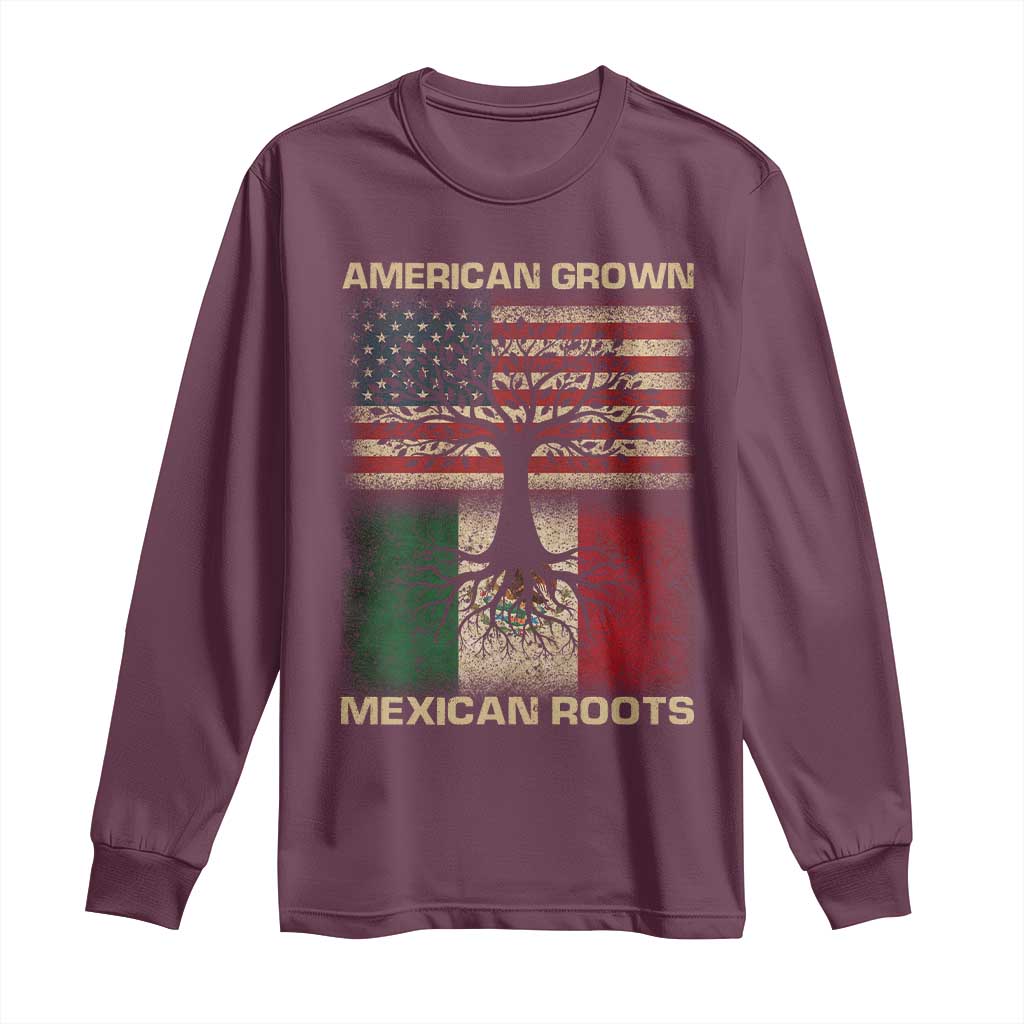 American Grown Mexican Roots Long Sleeve Shirt Retro Mexico America Flag