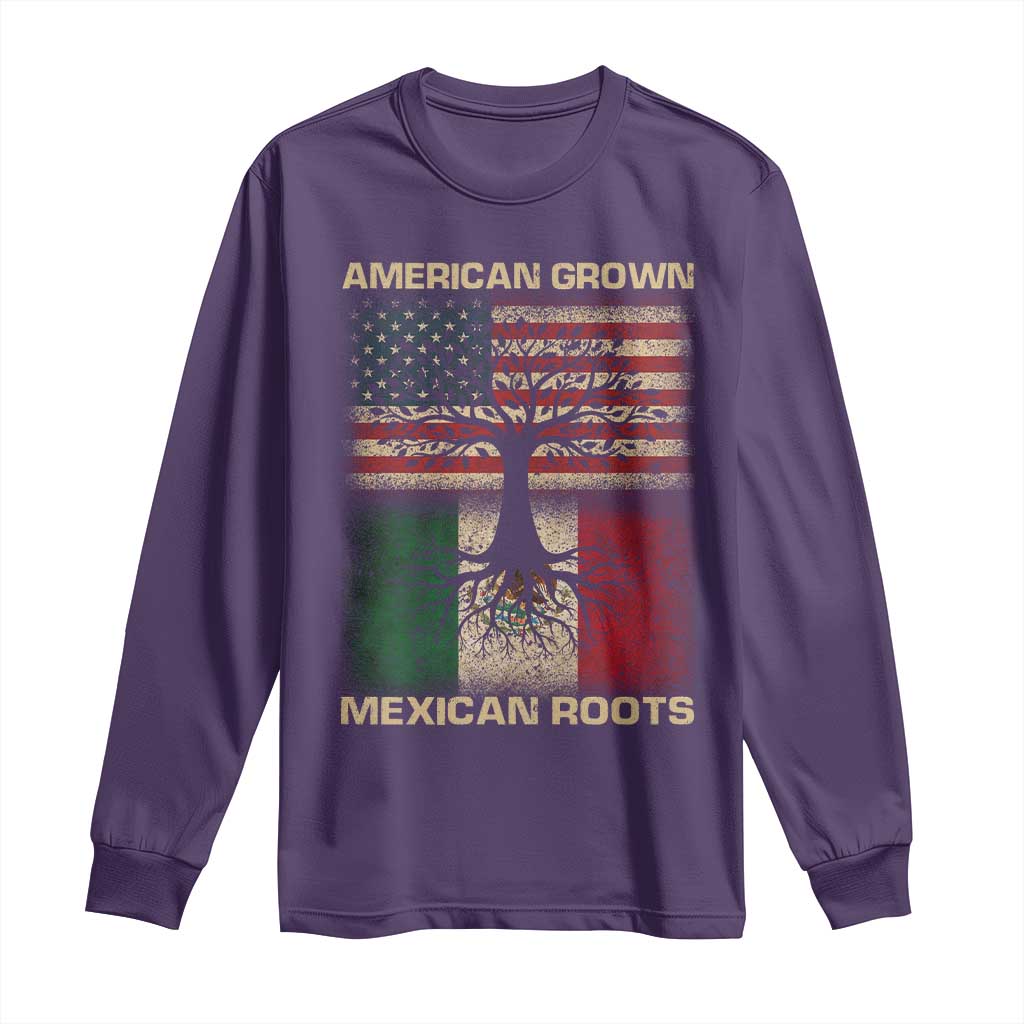 American Grown Mexican Roots Long Sleeve Shirt Retro Mexico America Flag