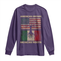 American Grown Mexican Roots Long Sleeve Shirt Retro Mexico America Flag