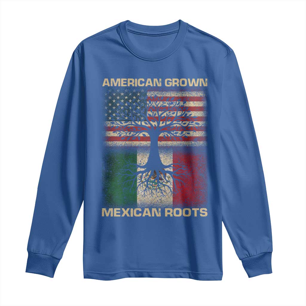 American Grown Mexican Roots Long Sleeve Shirt Retro Mexico America Flag