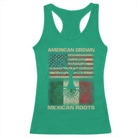 American Grown Mexican Roots Racerback Tank Top Retro Mexico America Flag