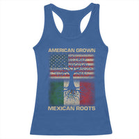 American Grown Mexican Roots Racerback Tank Top Retro Mexico America Flag