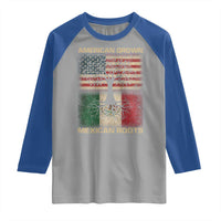 American Grown Mexican Roots Raglan Shirt Retro Mexico America Flag