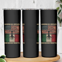 American Grown Mexican Roots Skinny Tumbler Retro Mexico America Flag
