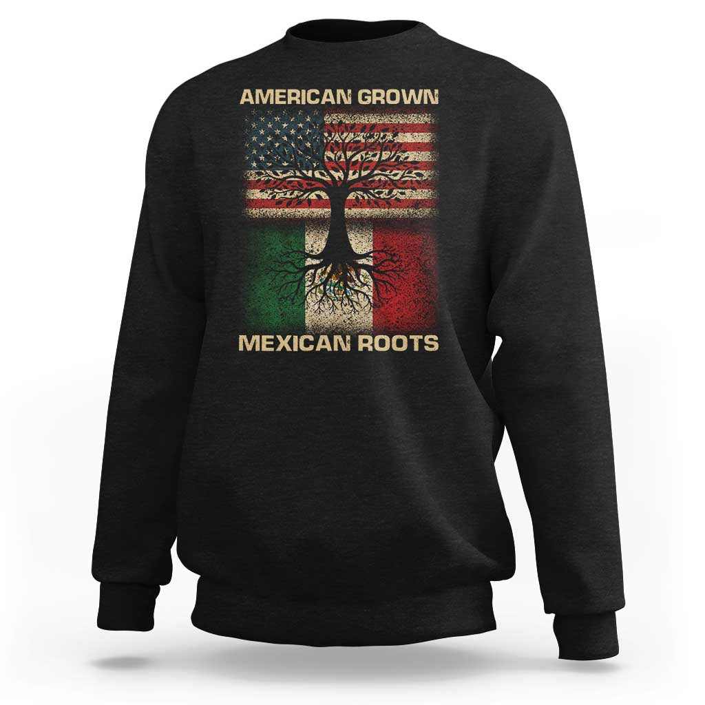 American Grown Mexican Roots Sweatshirt Retro Mexico America Flag