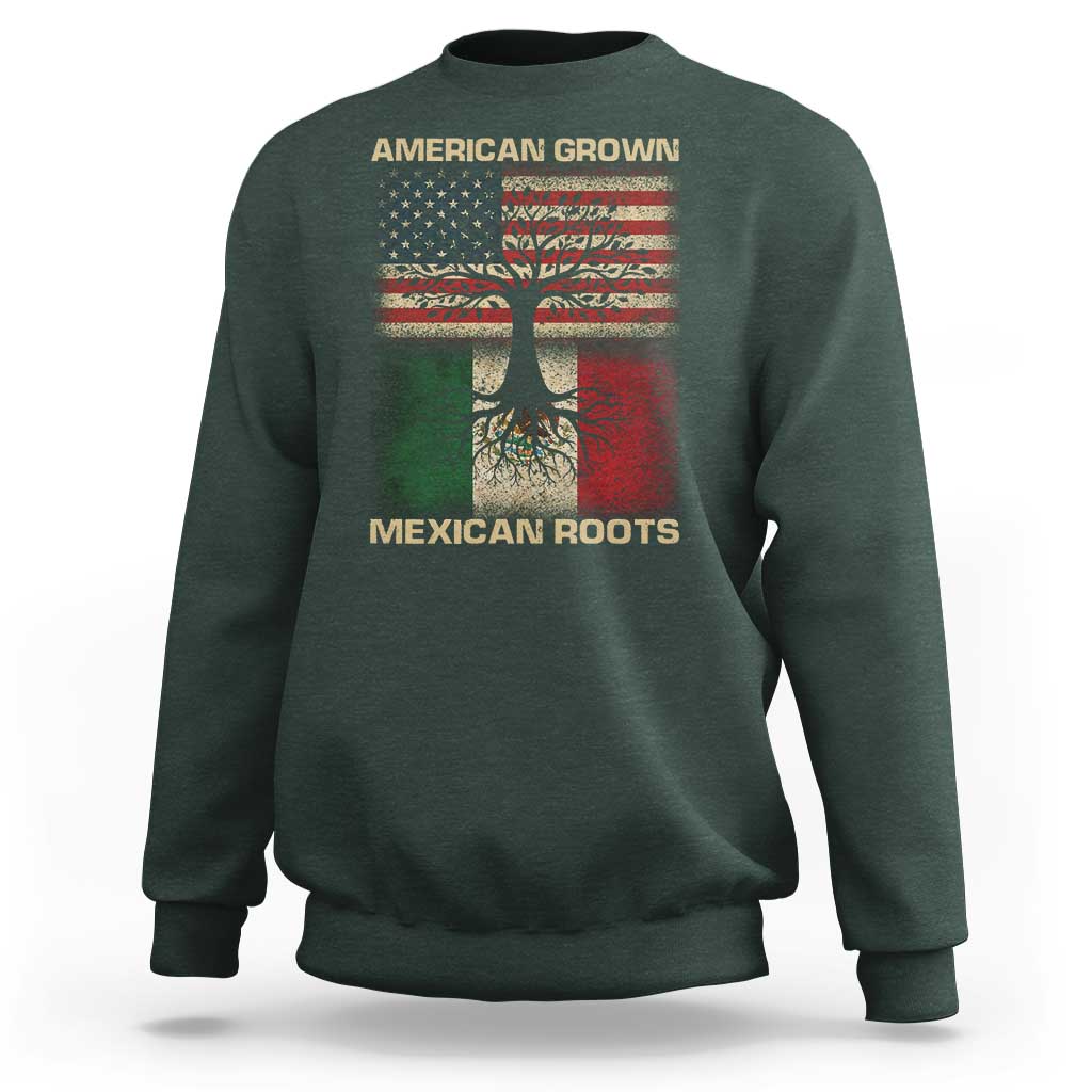 American Grown Mexican Roots Sweatshirt Retro Mexico America Flag