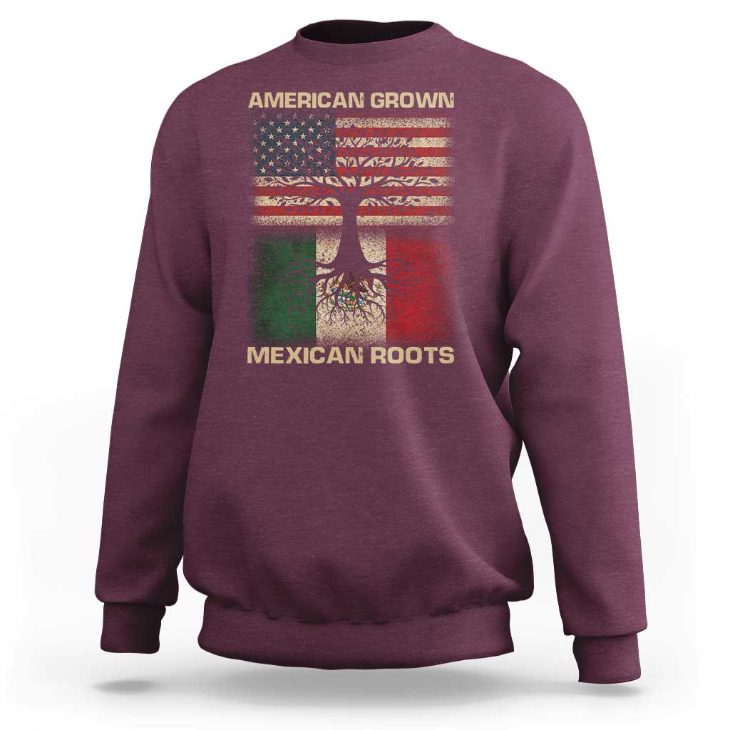 American Grown Mexican Roots Sweatshirt Retro Mexico America Flag