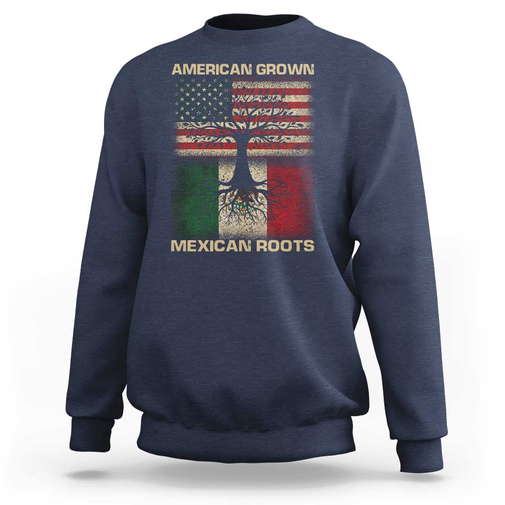 American Grown Mexican Roots Sweatshirt Retro Mexico America Flag