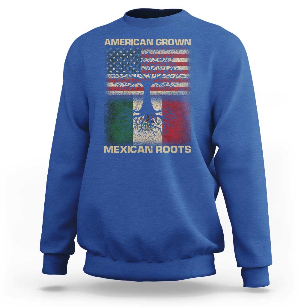 American Grown Mexican Roots Sweatshirt Retro Mexico America Flag