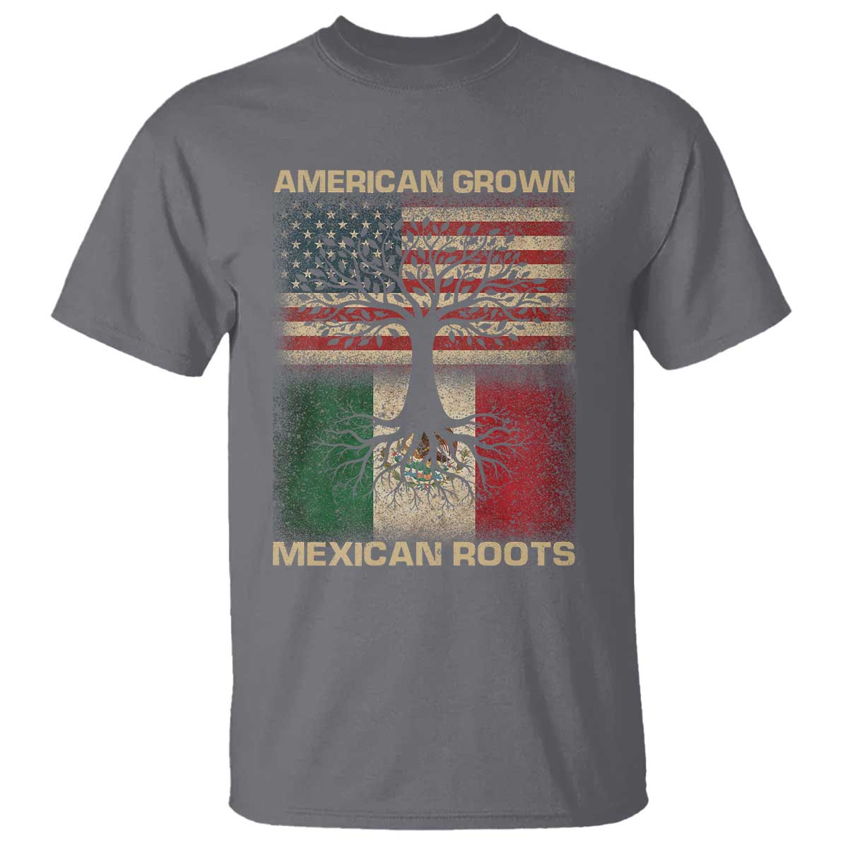 American Grown Mexican Roots T Shirt Retro Mexico America Flag