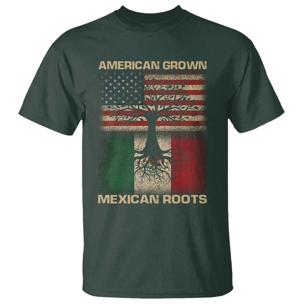 American Grown Mexican Roots T Shirt Retro Mexico America Flag