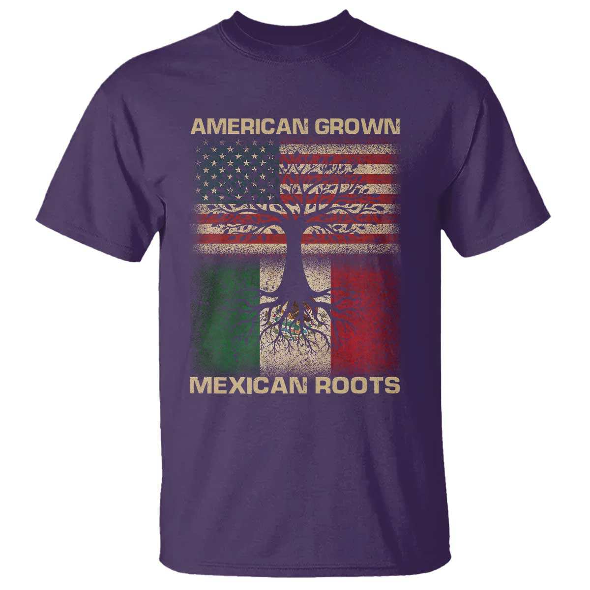 American Grown Mexican Roots T Shirt Retro Mexico America Flag