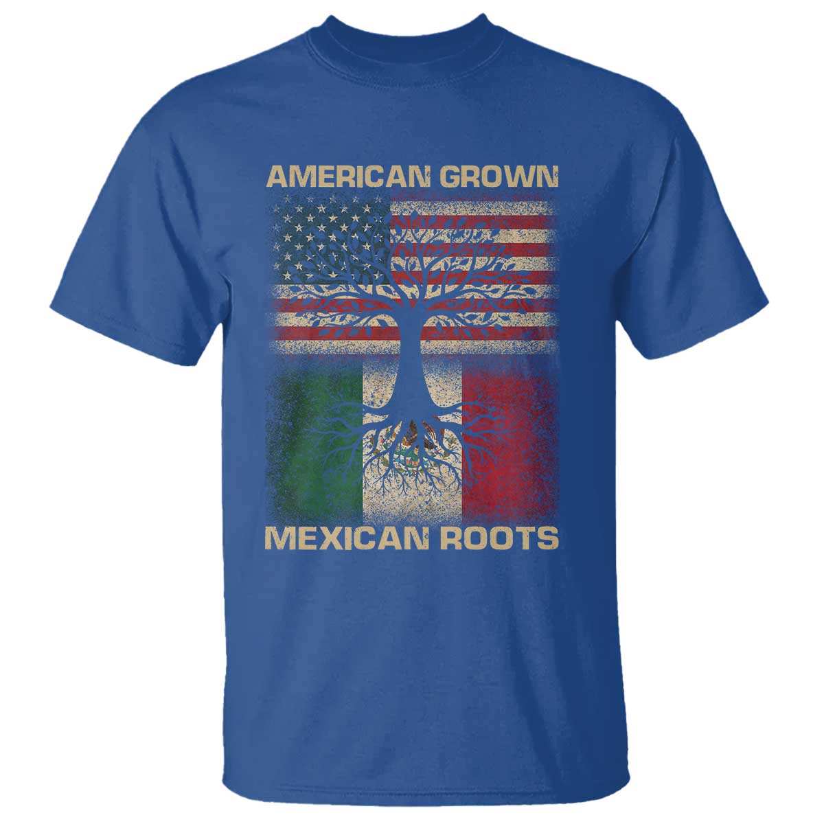 American Grown Mexican Roots T Shirt Retro Mexico America Flag