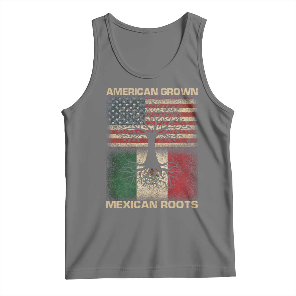 American Grown Mexican Roots Tank Top Retro Mexico America Flag