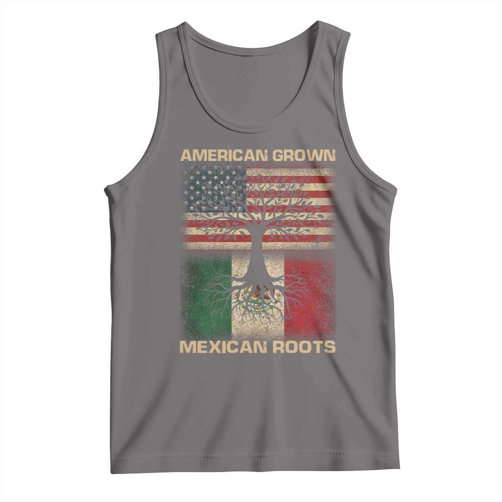 American Grown Mexican Roots Tank Top Retro Mexico America Flag