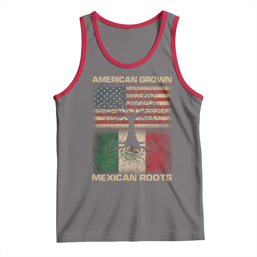 American Grown Mexican Roots Tank Top Retro Mexico America Flag