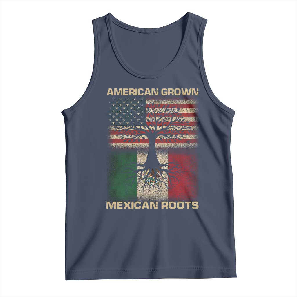 American Grown Mexican Roots Tank Top Retro Mexico America Flag