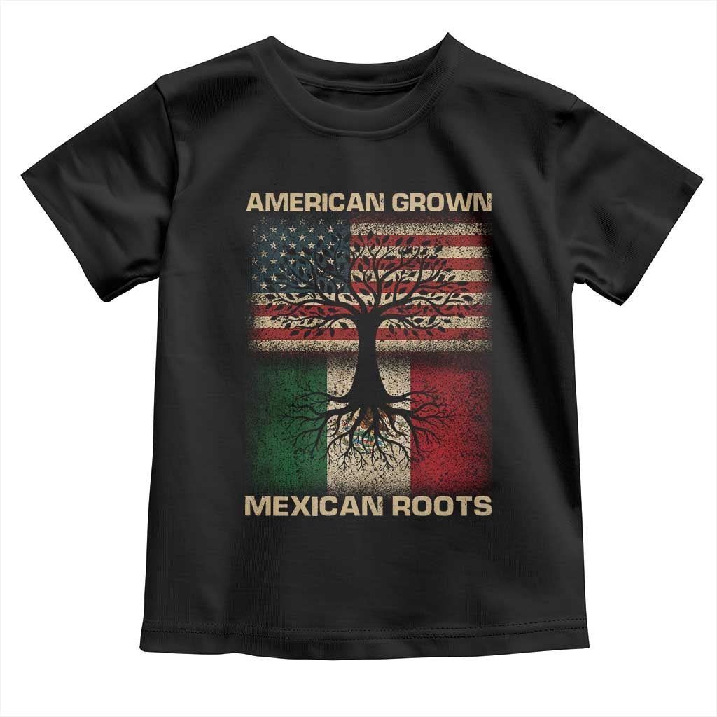 American Grown Mexican Roots Toddler T Shirt Retro Mexico America Flag