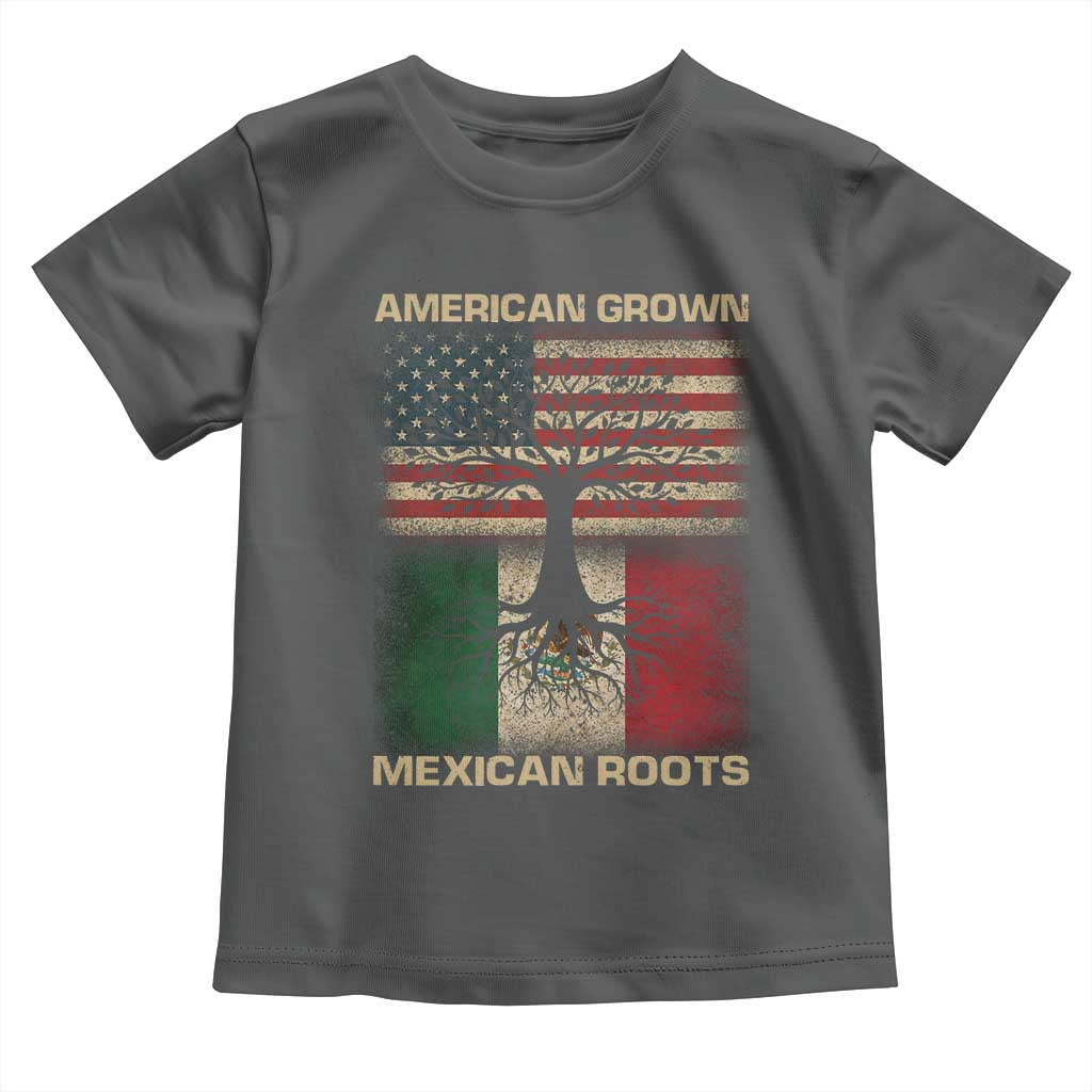 American Grown Mexican Roots Toddler T Shirt Retro Mexico America Flag