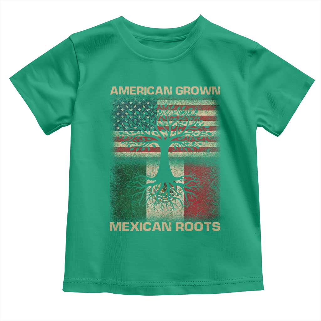 American Grown Mexican Roots Toddler T Shirt Retro Mexico America Flag