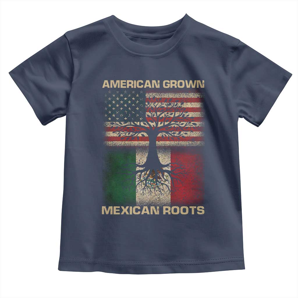 American Grown Mexican Roots Toddler T Shirt Retro Mexico America Flag