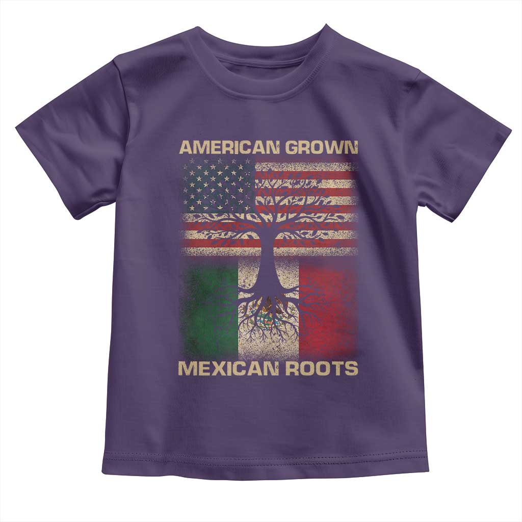 American Grown Mexican Roots Toddler T Shirt Retro Mexico America Flag