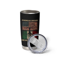 American Grown Mexican Roots Tumbler Cup Retro Mexico America Flag