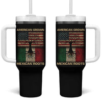 American Grown Mexican Roots Tumbler With Handle Retro Mexico America Flag