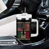 American Grown Mexican Roots Tumbler With Handle Retro Mexico America Flag