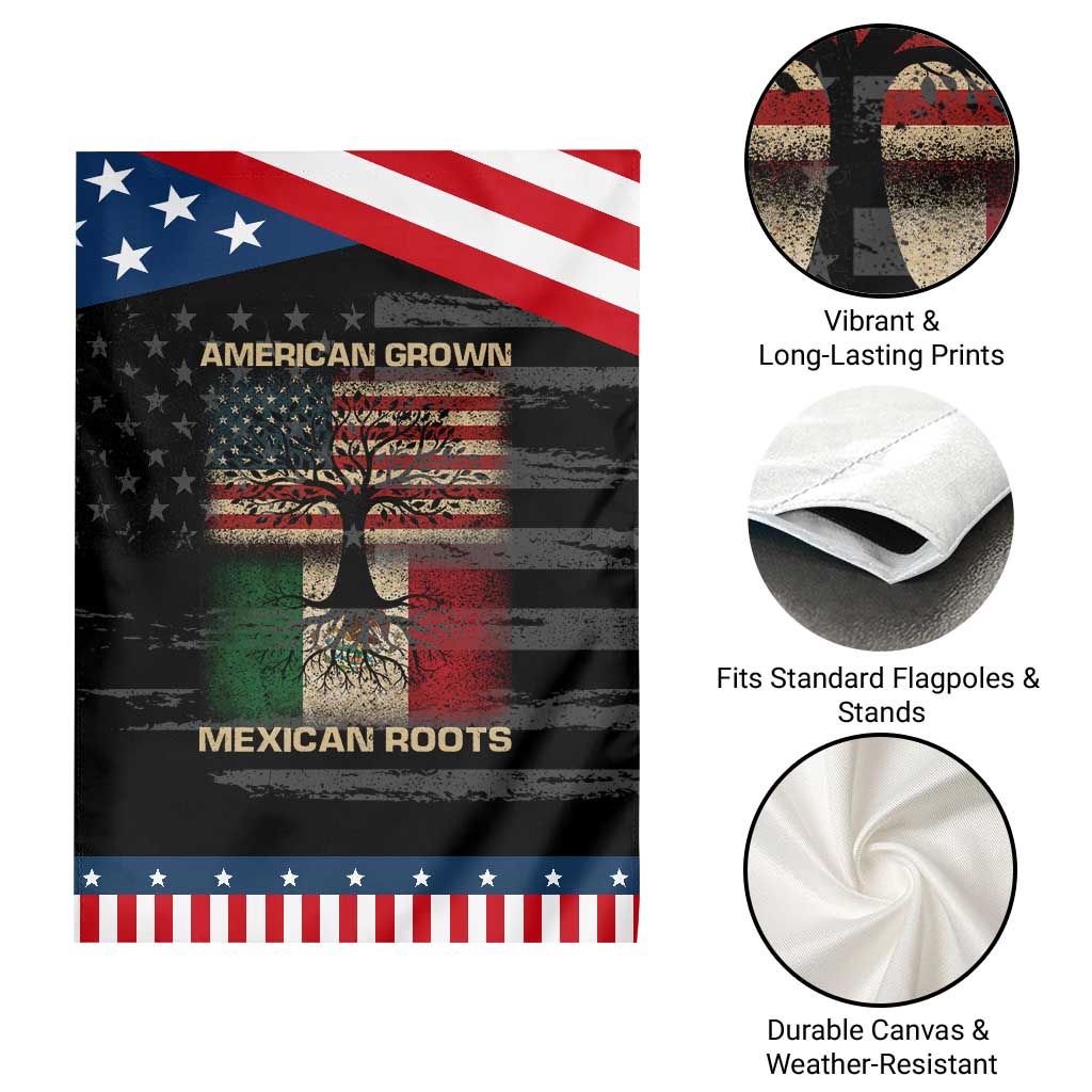 American Grown Mexican Roots Garden Flag Retro Mexico America Flag