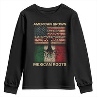 American Grown Mexican Roots Youth Sweatshirt Retro Mexico America Flag