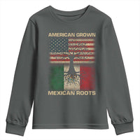 American Grown Mexican Roots Youth Sweatshirt Retro Mexico America Flag