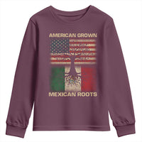 American Grown Mexican Roots Youth Sweatshirt Retro Mexico America Flag