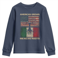 American Grown Mexican Roots Youth Sweatshirt Retro Mexico America Flag