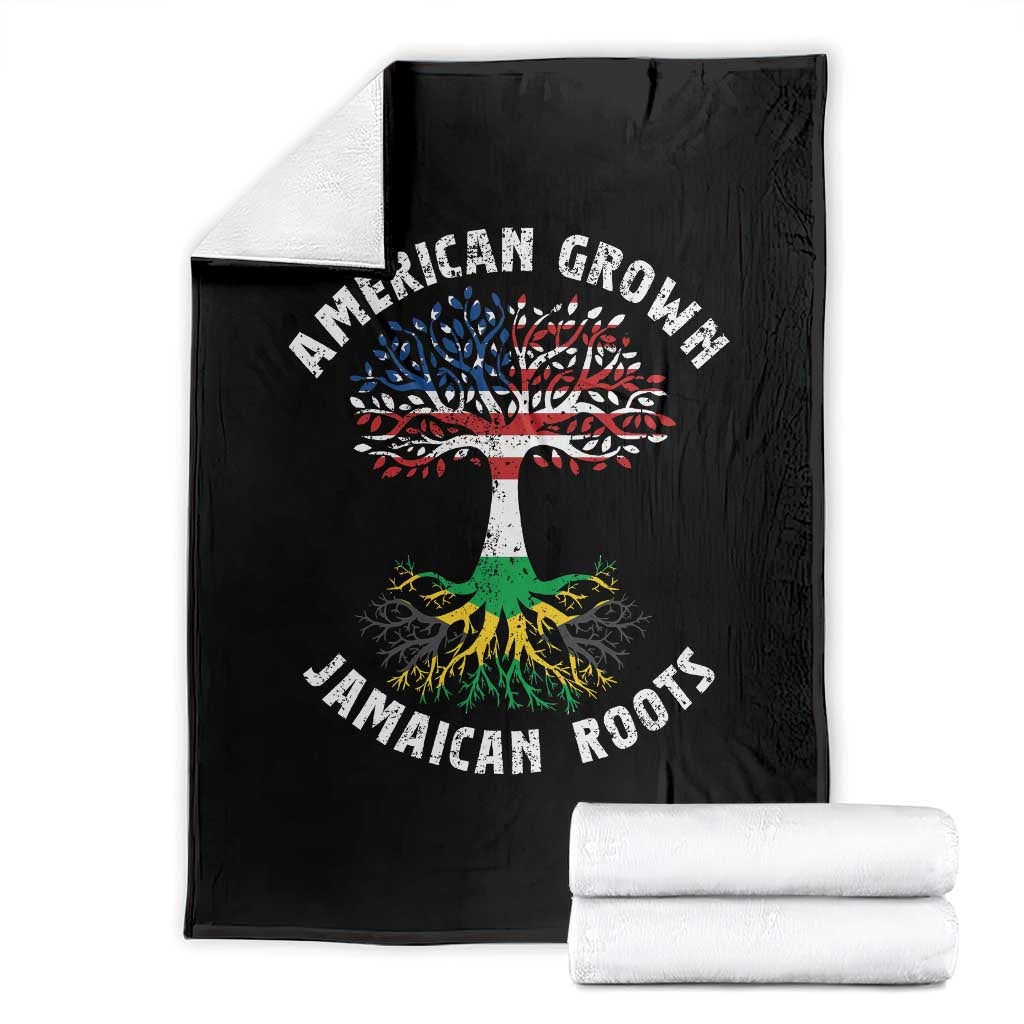 American Grown Jamaican Roots Throw Blanket Retro USA Jamaica Flag - Wonder Print Shop