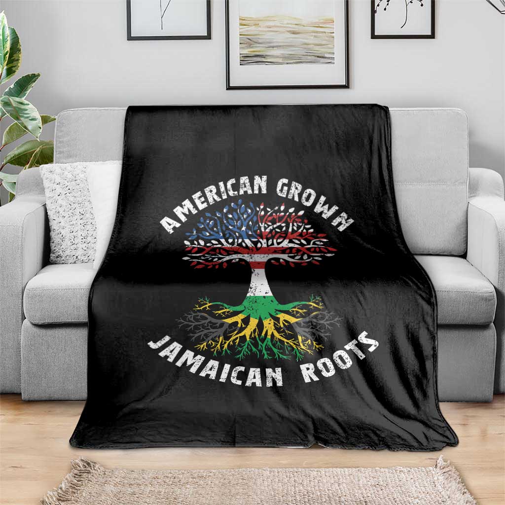 American Grown Jamaican Roots Throw Blanket Retro USA Jamaica Flag - Wonder Print Shop