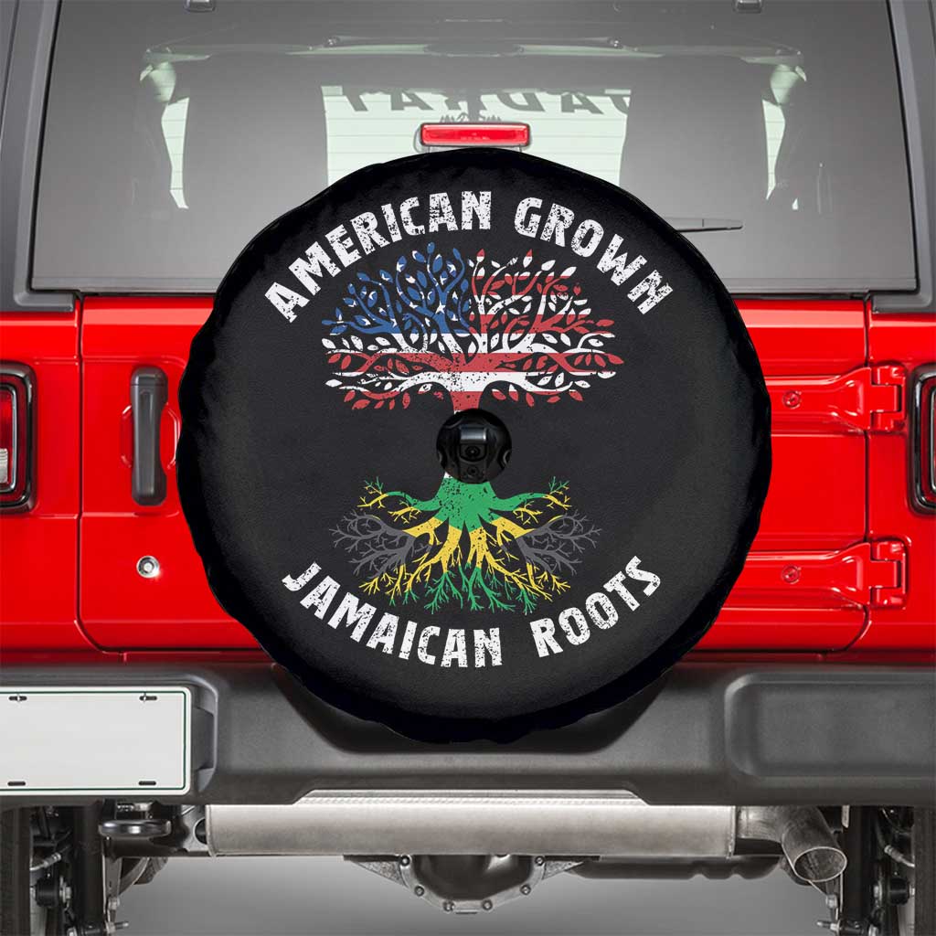 American Grown Jamaican Roots Spare Tire Cover Retro USA Jamaica Flag - Wonder Print Shop