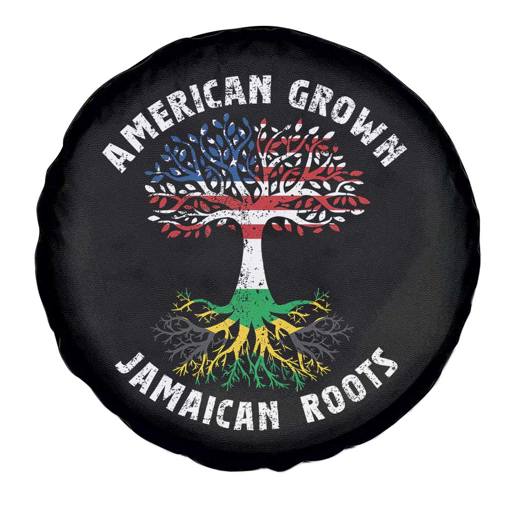 American Grown Jamaican Roots Spare Tire Cover Retro USA Jamaica Flag - Wonder Print Shop