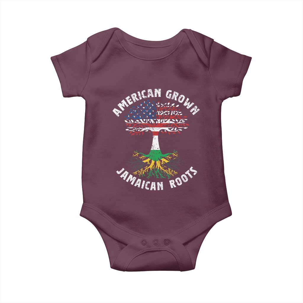 American Grown Jamaican Roots Baby Onesie Retro USA Jamaica Flag - Wonder Print Shop