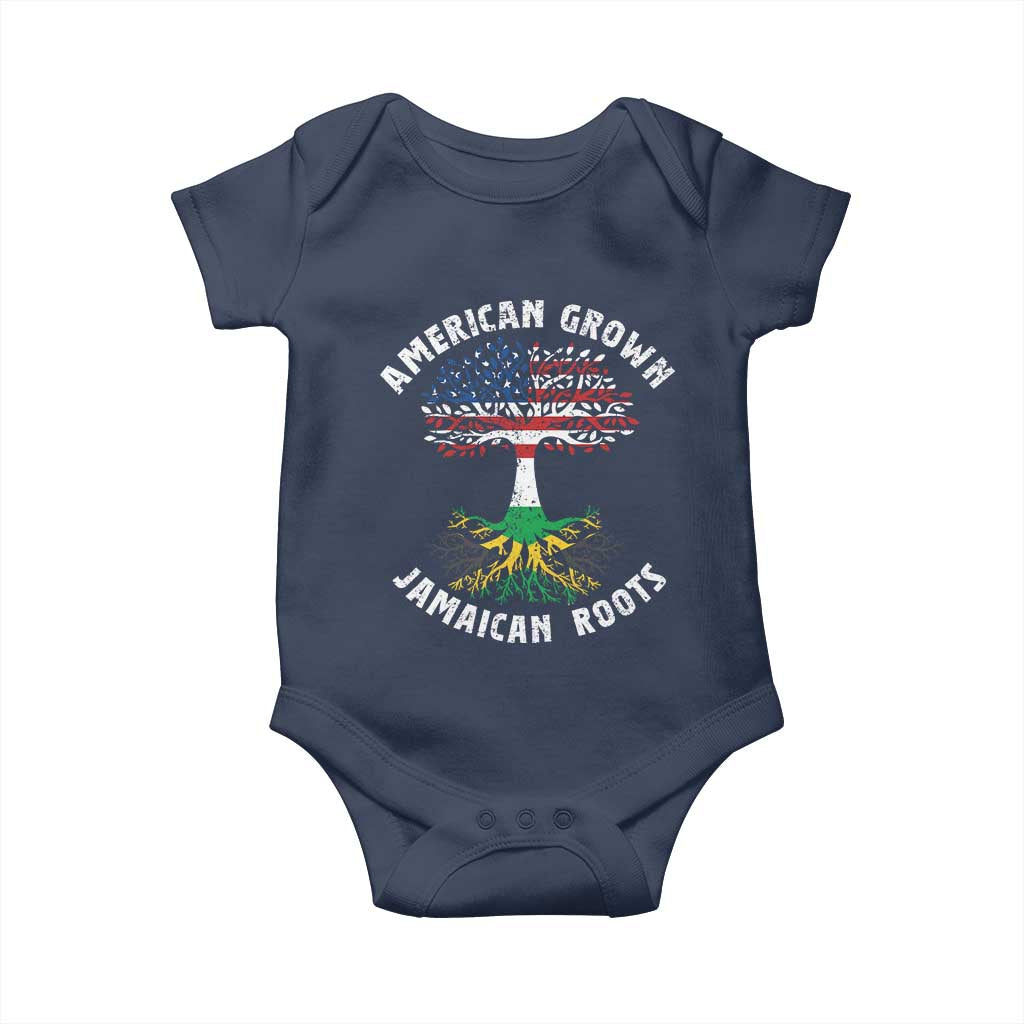 American Grown Jamaican Roots Baby Onesie Retro USA Jamaica Flag - Wonder Print Shop