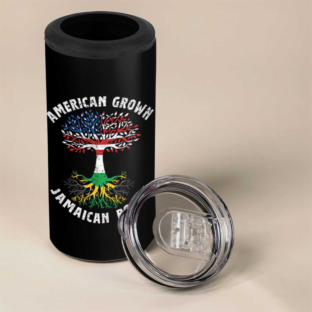 American Grown Jamaican Roots 4 in 1 Can Cooler Tumbler Retro USA Jamaica Flag - Wonder Print Shop