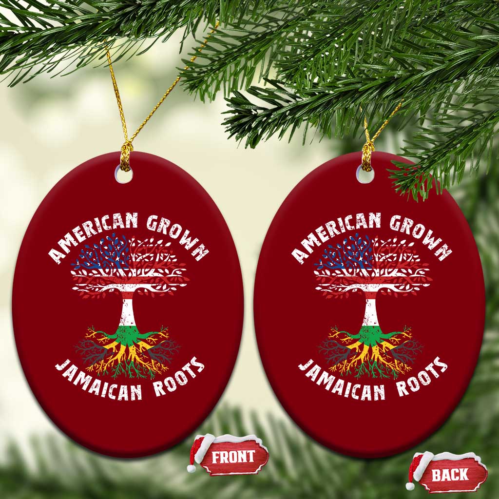 American Grown Jamaican Roots Ceramic Ornament Retro USA Jamaica Flag - Wonder Print Shop