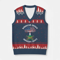 American Grown Jamaican Roots V-Neck Knit Sweater Vest Retro USA Jamaica Flag - Wonder Print Shop