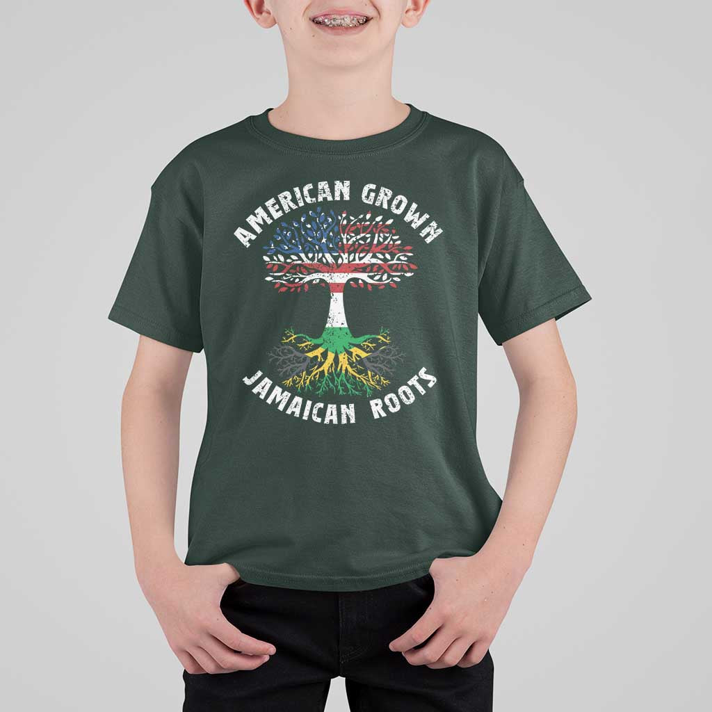 American Grown Jamaican Roots T Shirt For Kid Retro USA Jamaica Flag - Wonder Print Shop