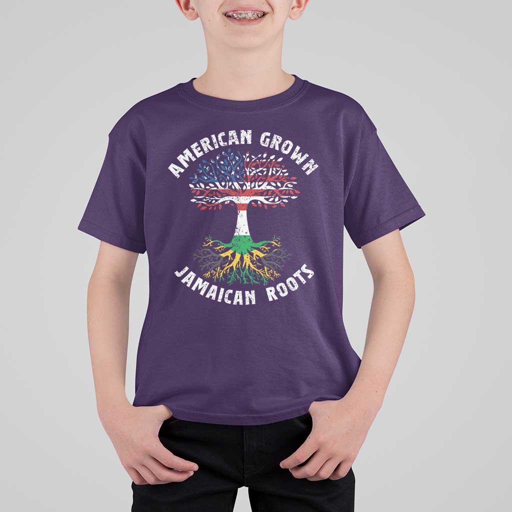 American Grown Jamaican Roots T Shirt For Kid Retro USA Jamaica Flag - Wonder Print Shop