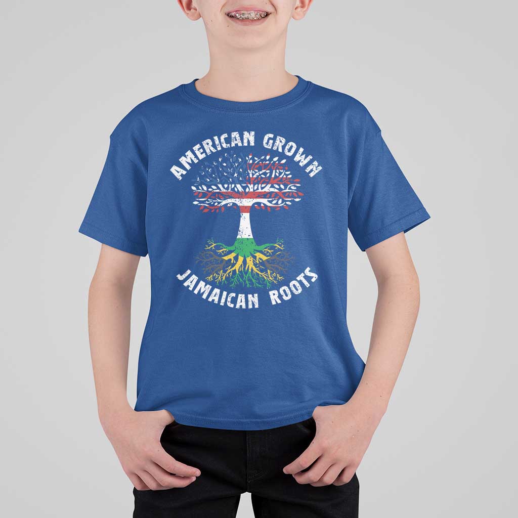 American Grown Jamaican Roots T Shirt For Kid Retro USA Jamaica Flag - Wonder Print Shop